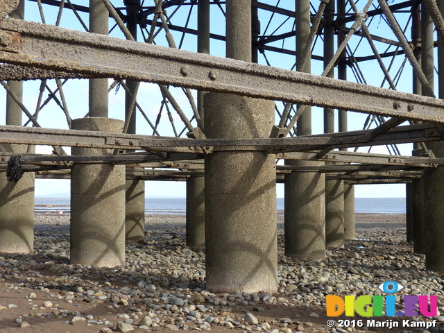 FZ033811 Supports of Penarth pier at low tide